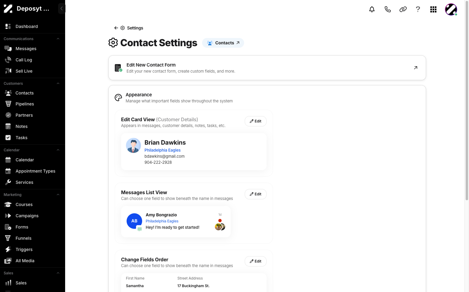 Step 5: Click the Contacts button near the Contact Settings title.