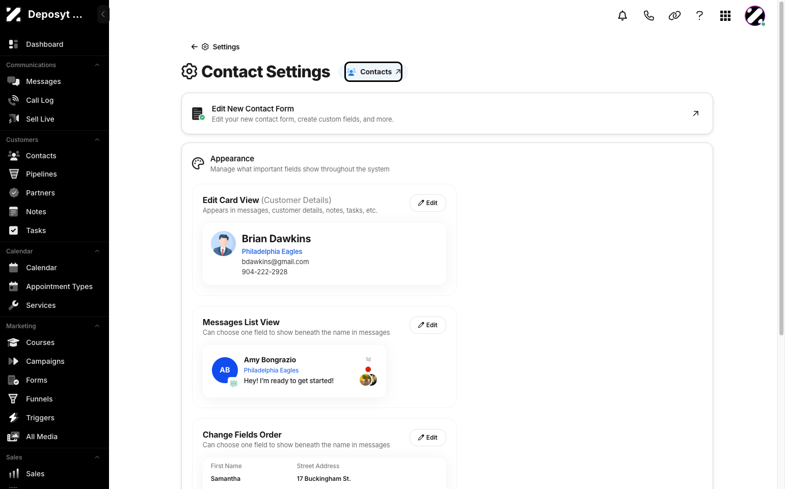 Step 5: Click the Contacts button near the Contact Settings title.