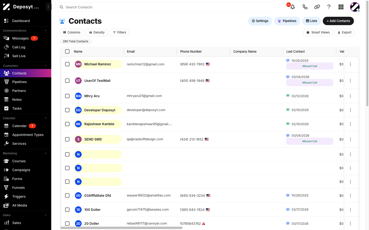 Step 6: You will now be redirected to the Contacts section.