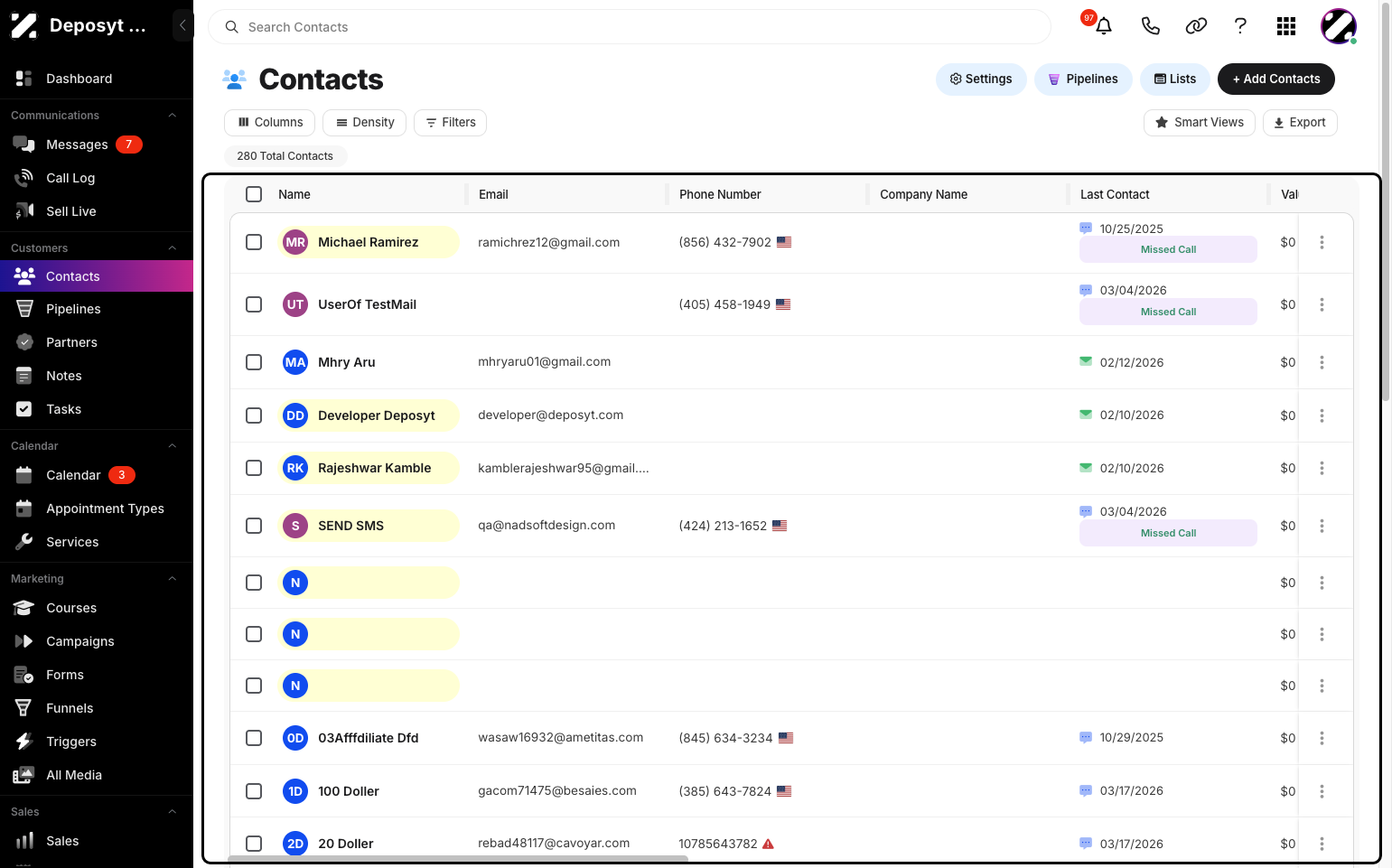 Step 6: You will now be redirected to the Contacts section.