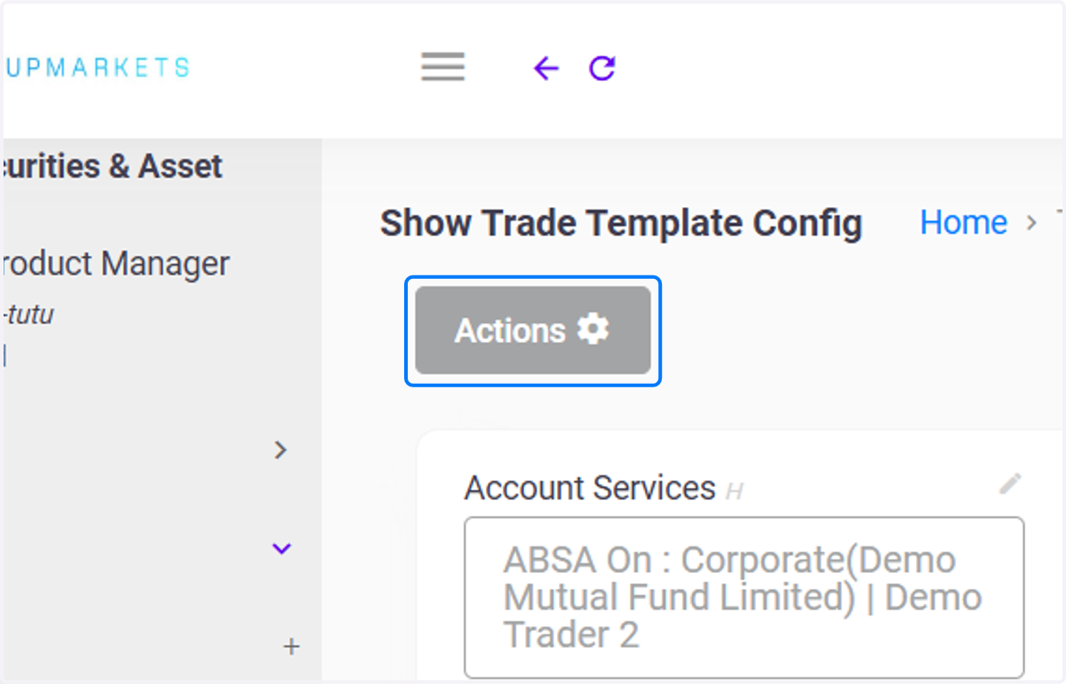 Click on Actions