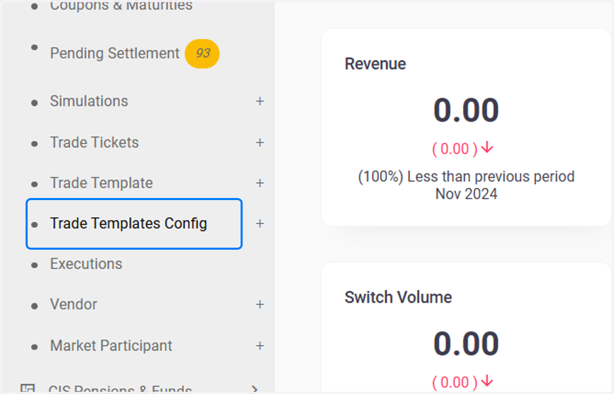 Click on Trade Templates Config
