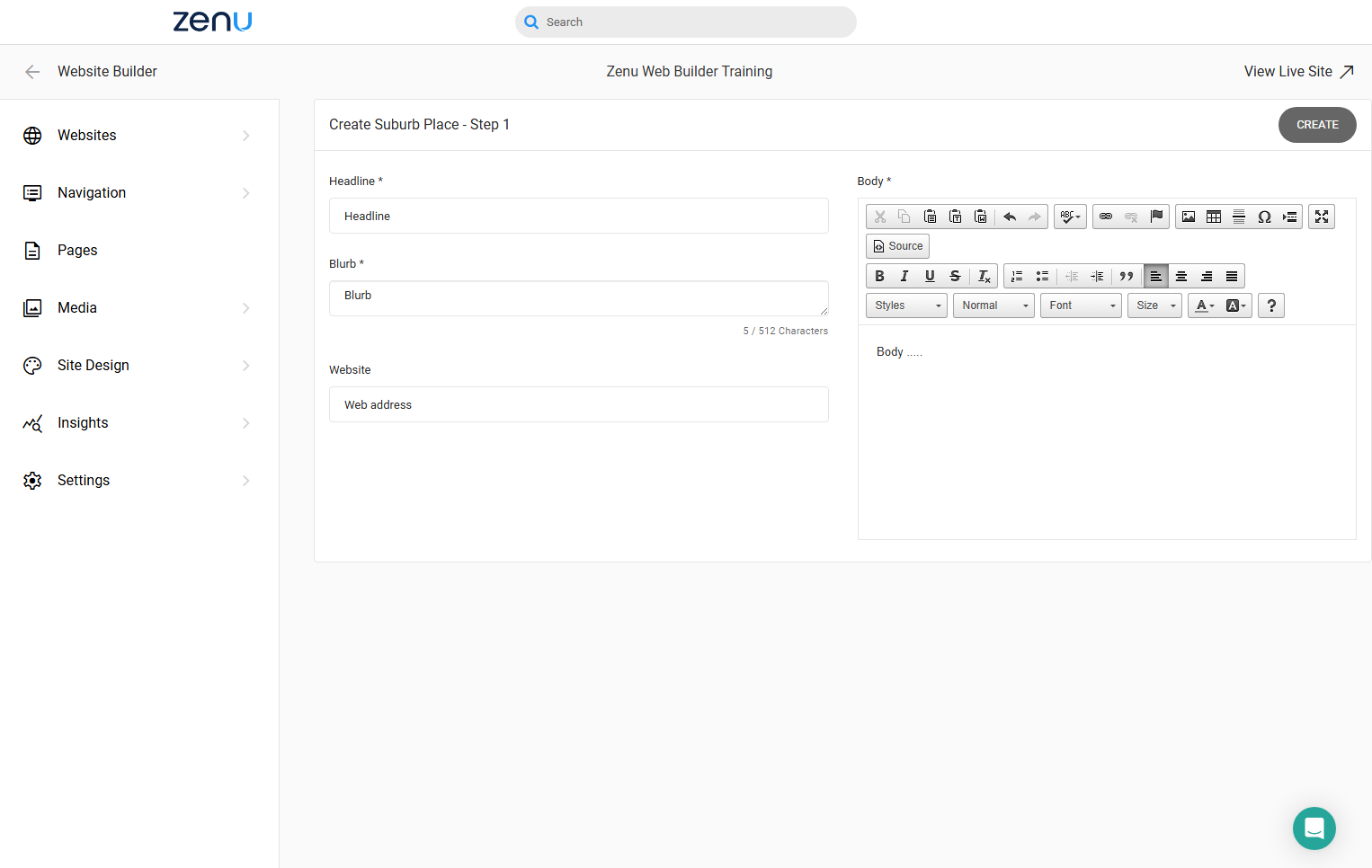 Click on CREATE to Save