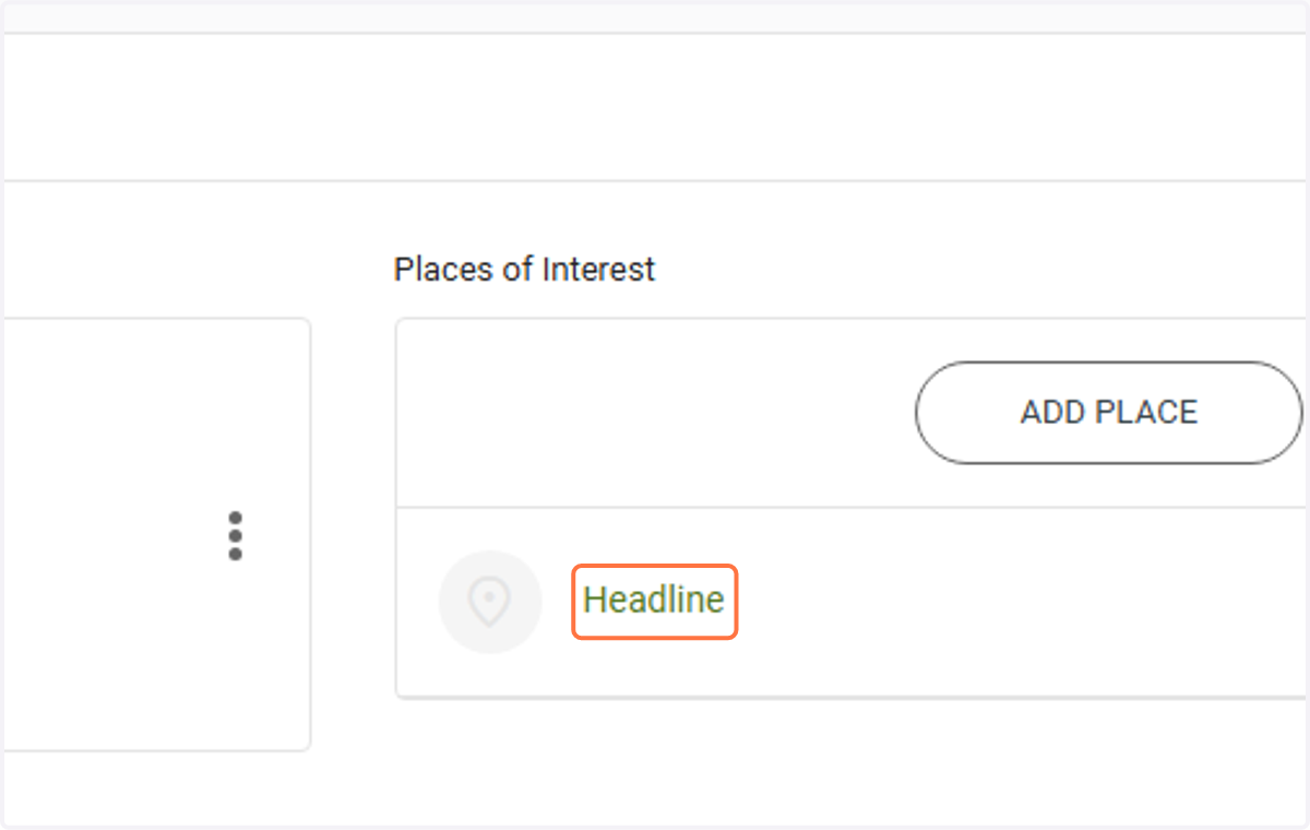To add an Image to the Place of Interest Click on the Place Name (Headline)