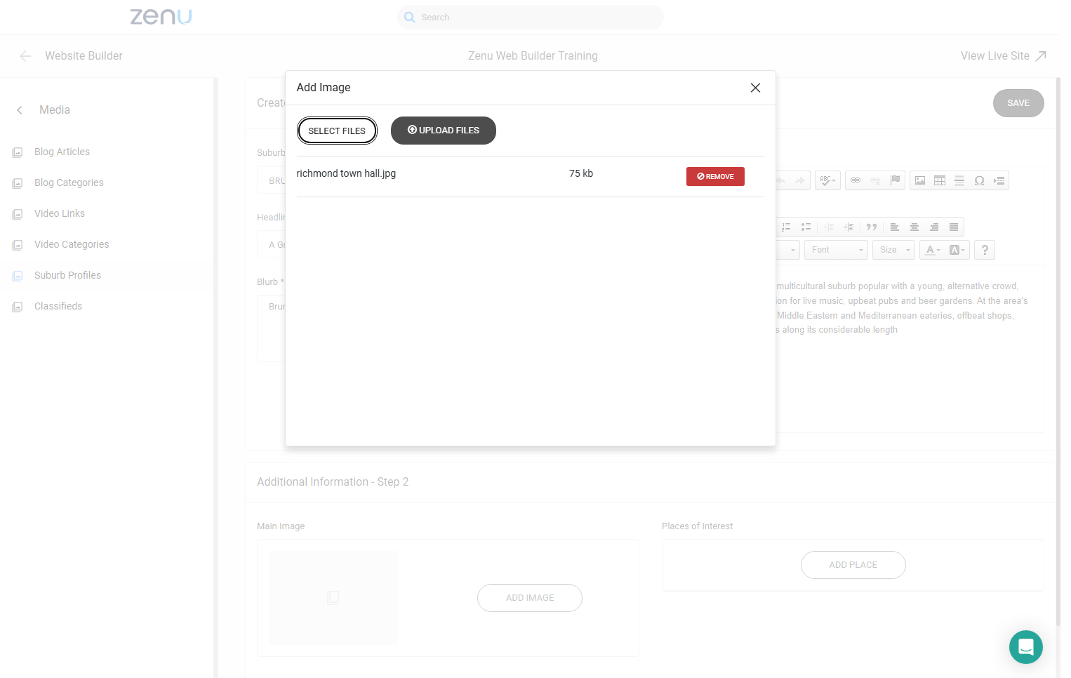 Click on UPLOAD FILES