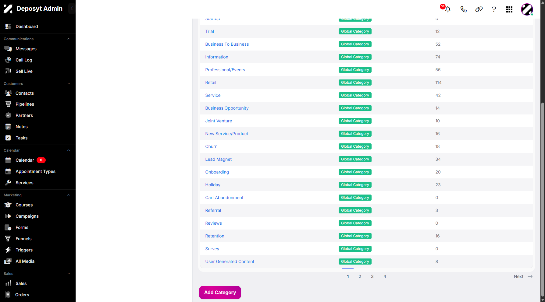 Step 7: You can create a new category by clicking the Add Category button below.