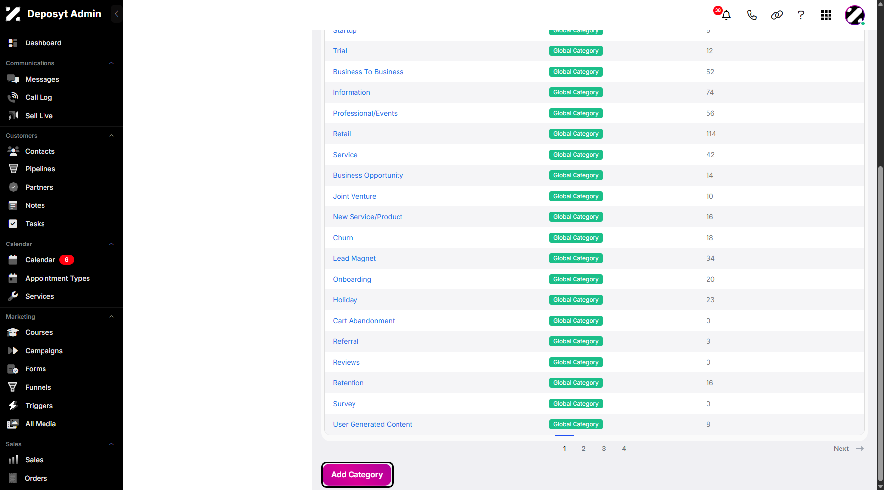 Step 7: You can create a new category by clicking the Add Category button below.