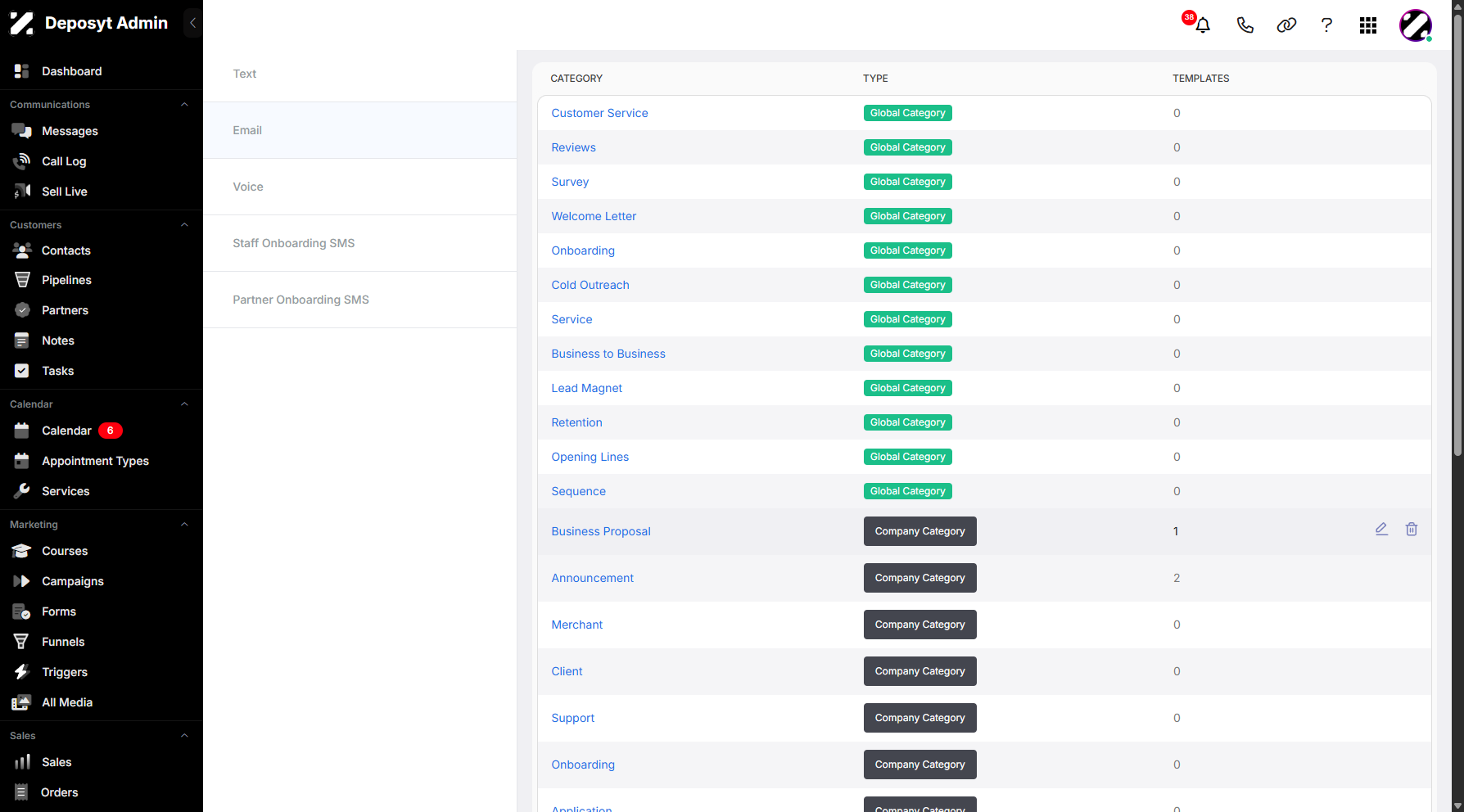 Step 9: You may also edit and delete a specific template as long as it is a Company category type.