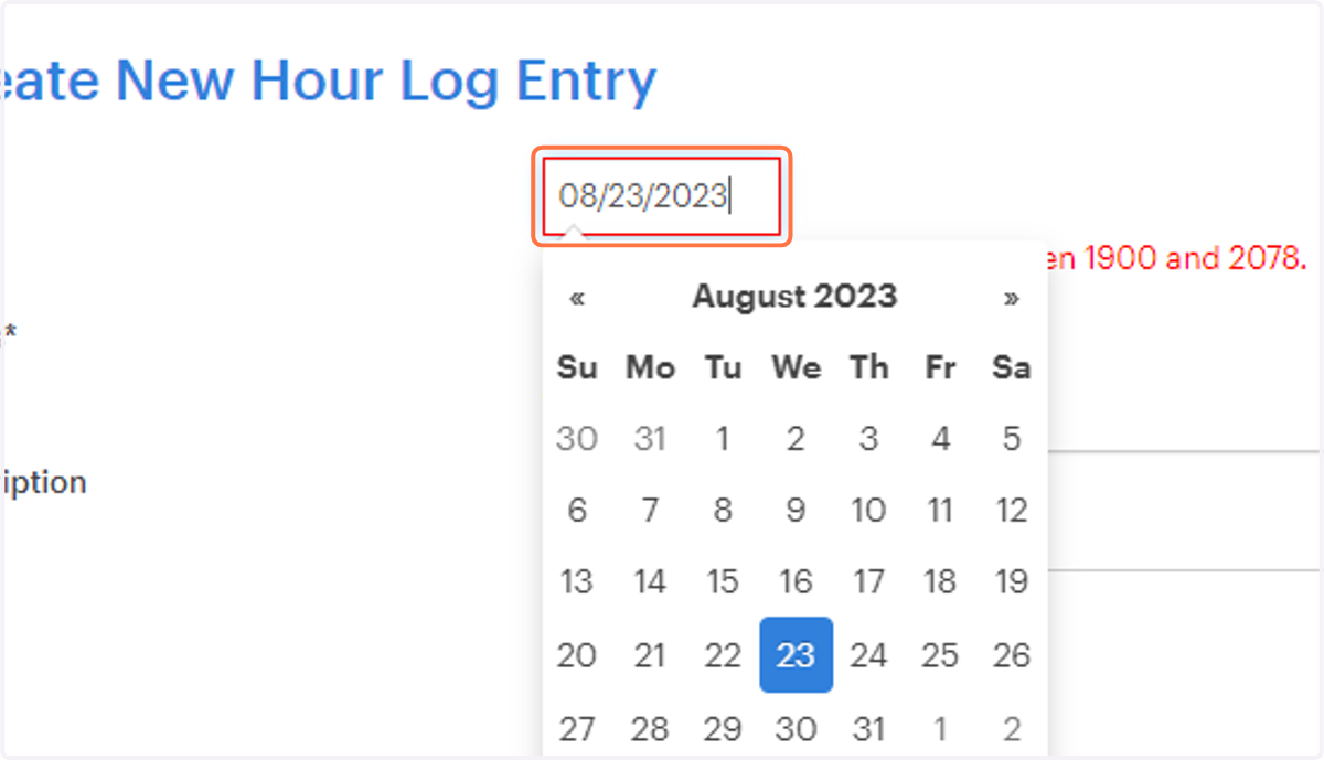 Enter the date of your volunteer work