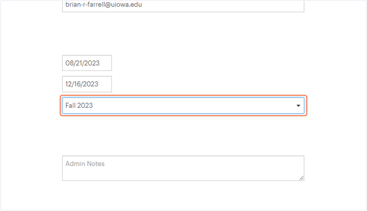 Select the current semester from the Academic Term dropdown