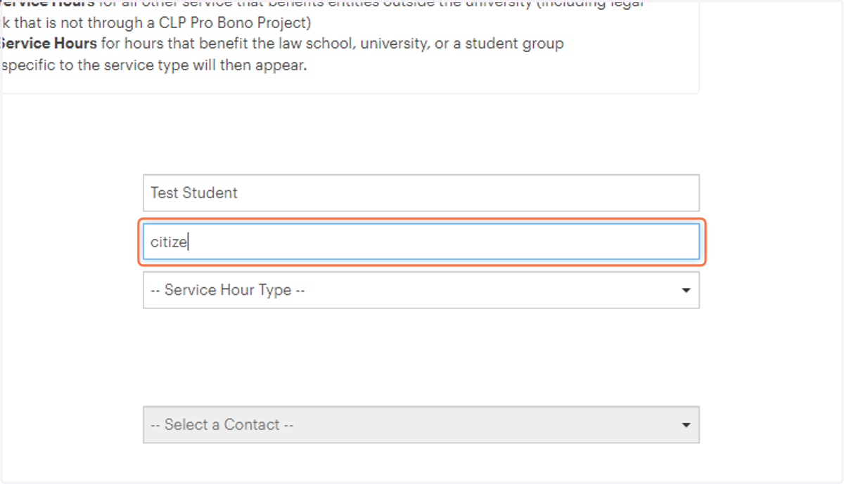 Begin typing "Citizen" and select "Citizen Lawyer Program" as the employer