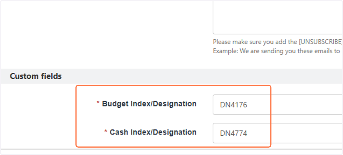 Scroll to the bottom, where you can find your Budget and Cash Index/Designation.