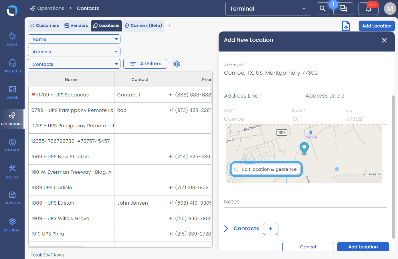 Click on Edit Location & geofence