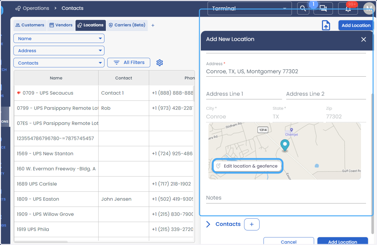 Click on Edit Location & geofence