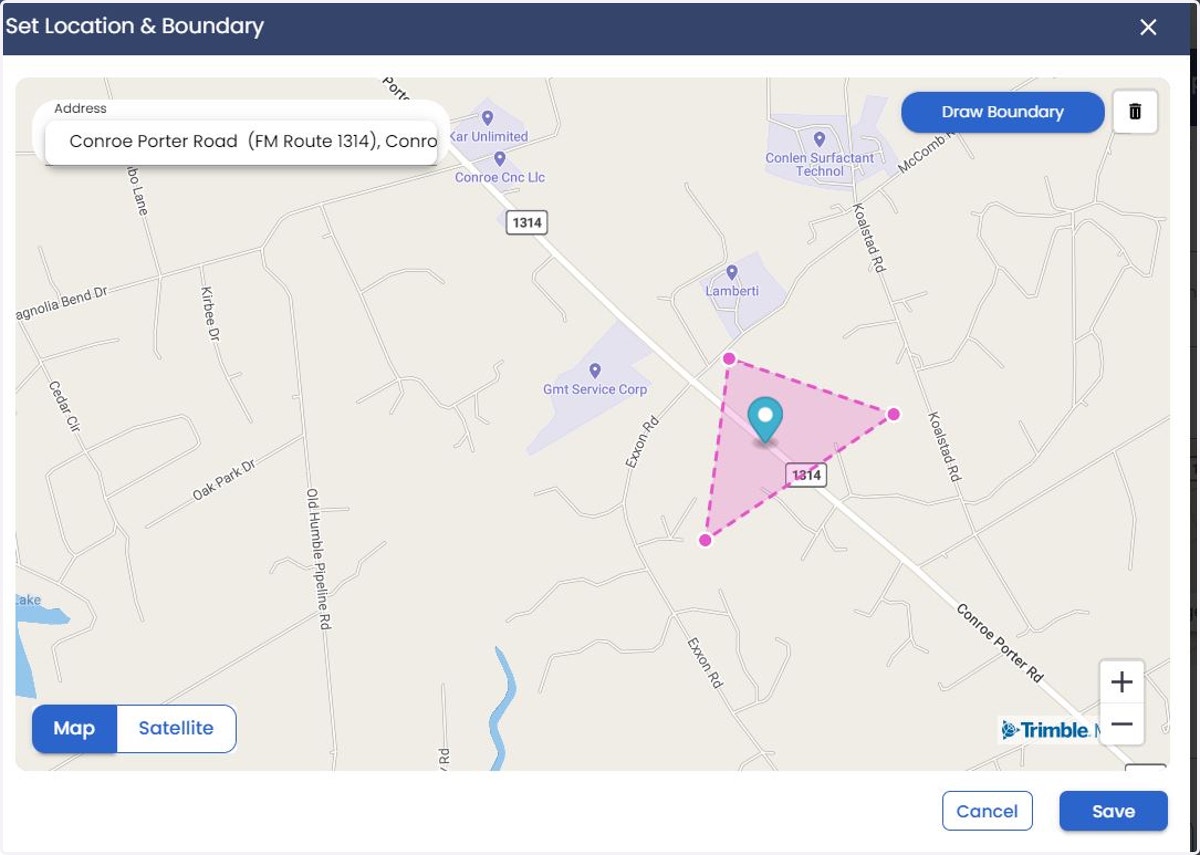 click on the location point to set the geofence and draw the boundary.