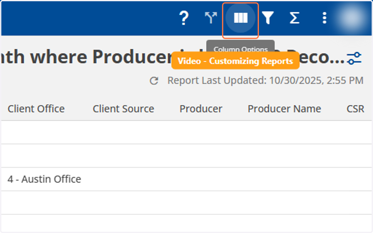 On the top-right corner, click on "Column Options."