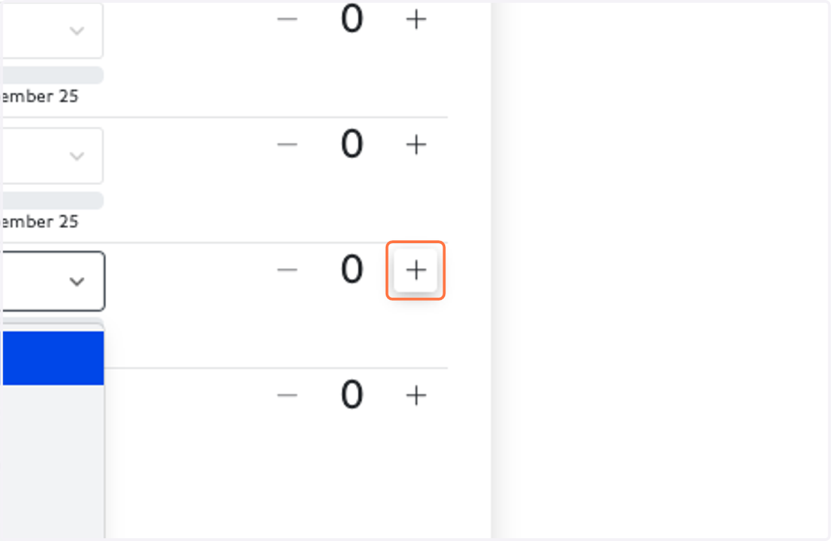 Click on Increment Amount for Student / Adult