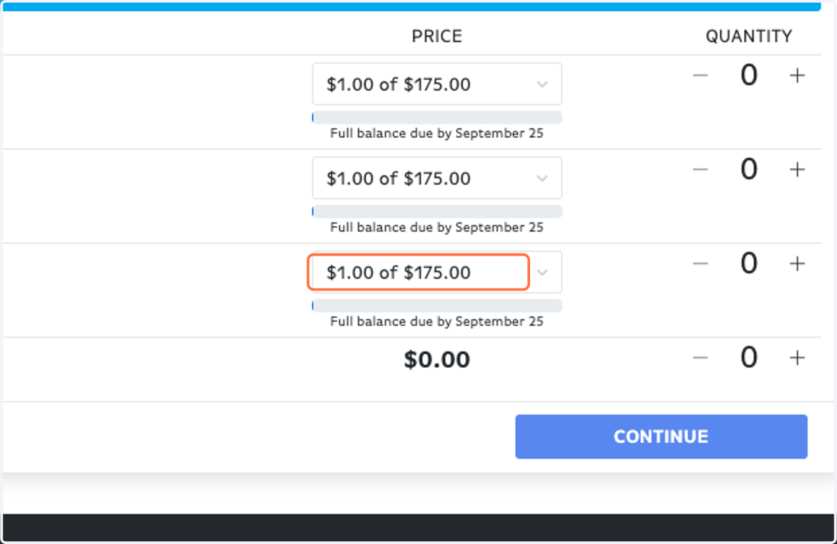 Choose your payment amount ($150 for partners, $175 for non-partners)