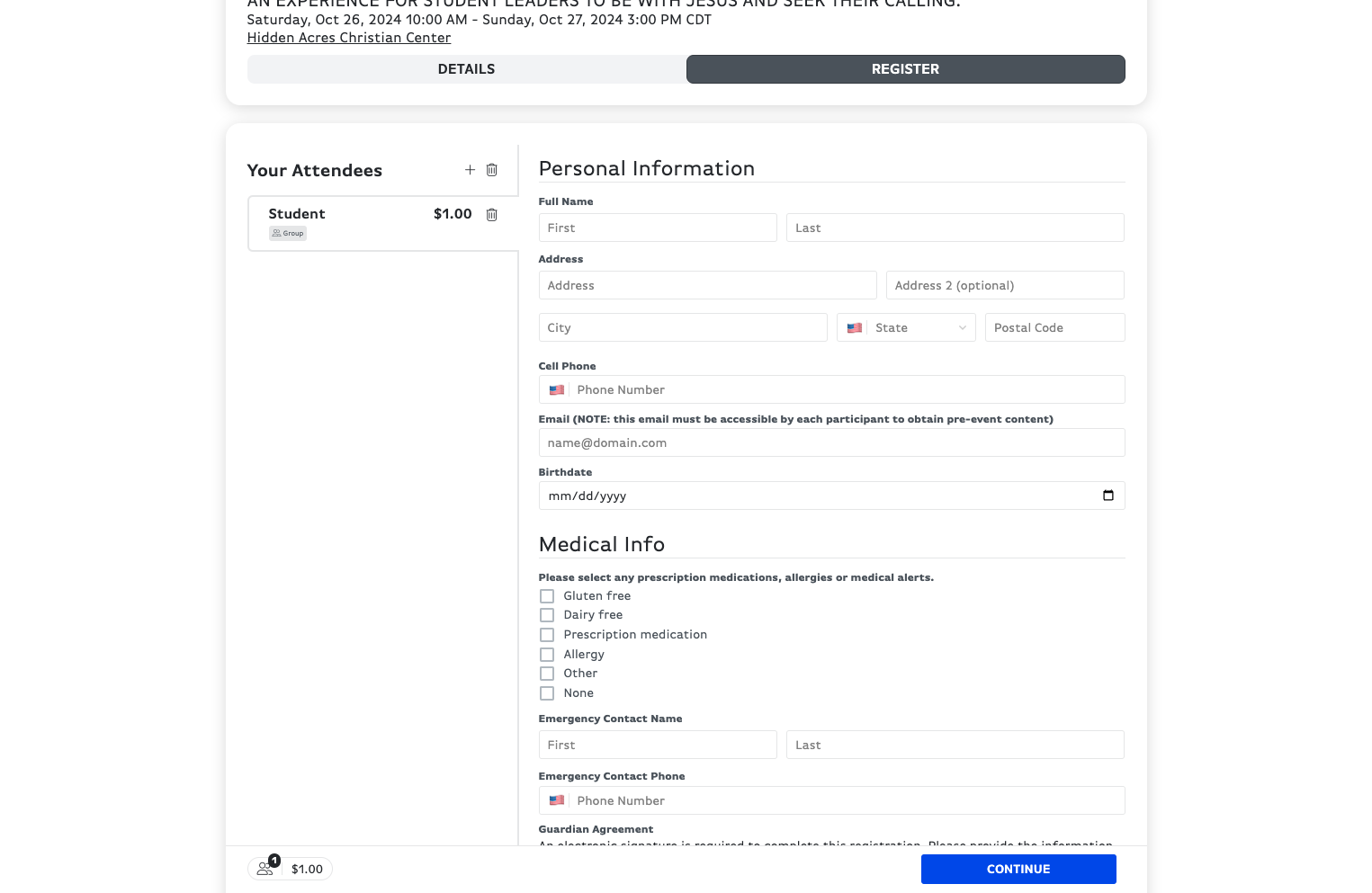 Fill out your Personal Information