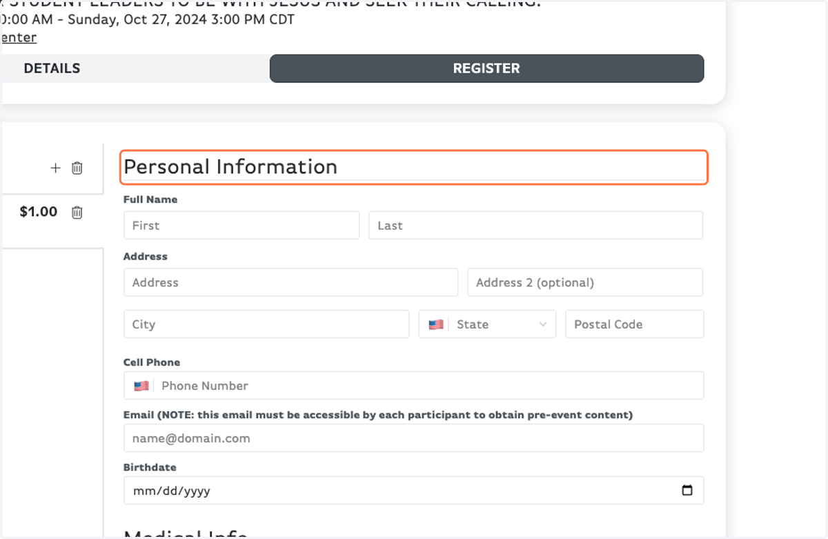 Fill out your Personal Information