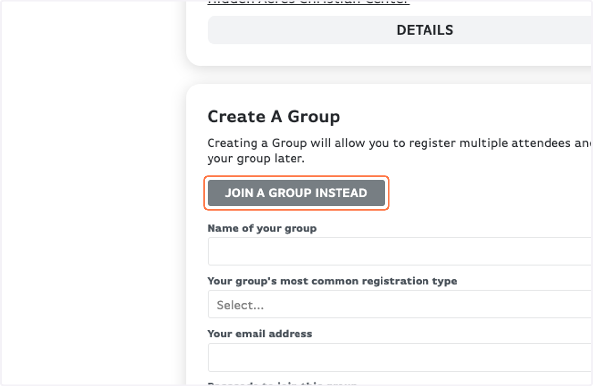 Click on JOIN A GROUP INSTEAD