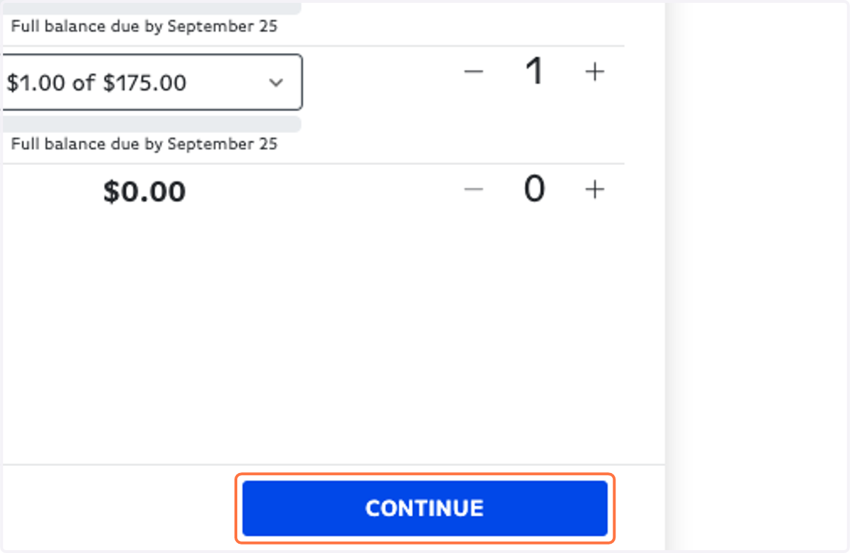 Click on CONTINUE