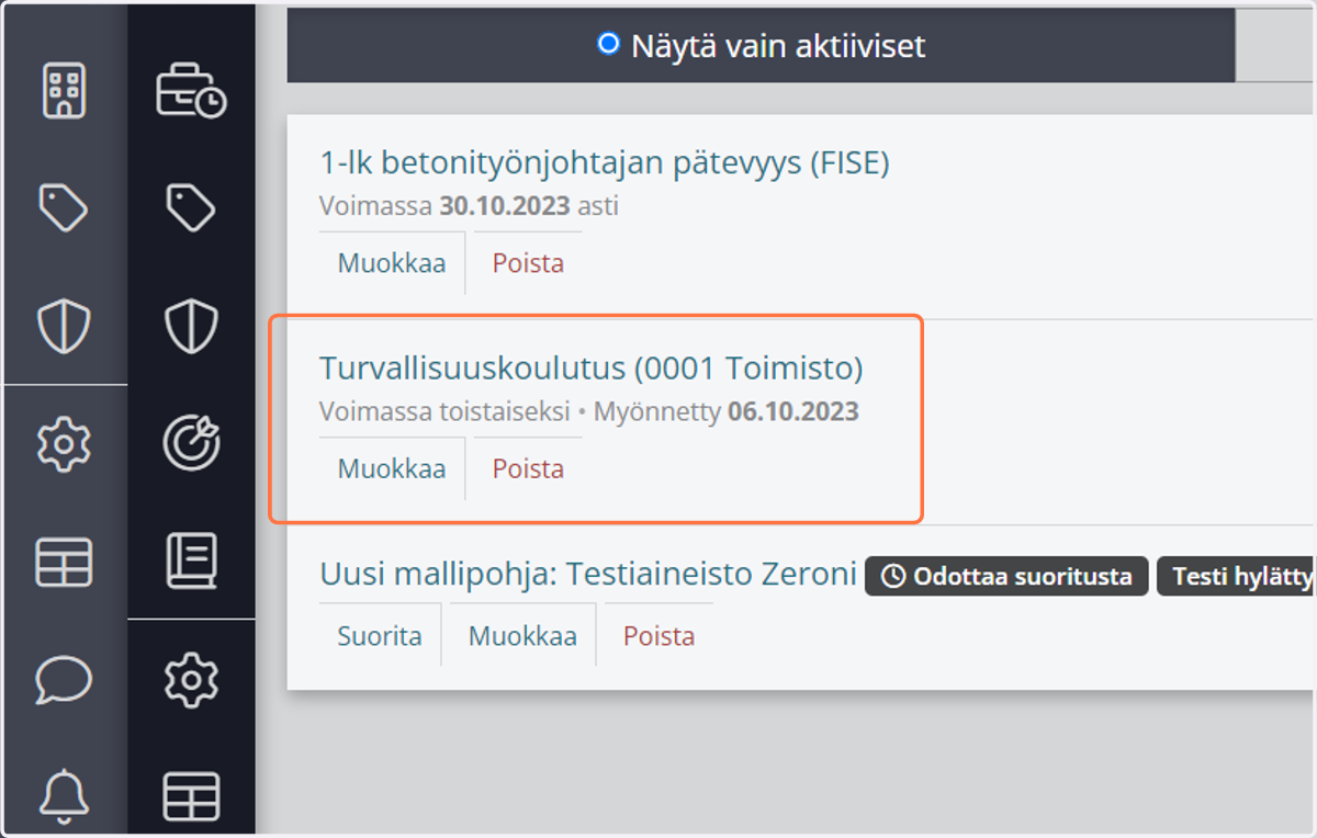 Myöntämispäivämäärä näkyy yhteenvedossa.