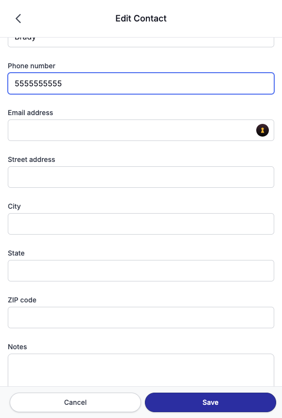 Once you've added the contact info you want saved, click 'Save'