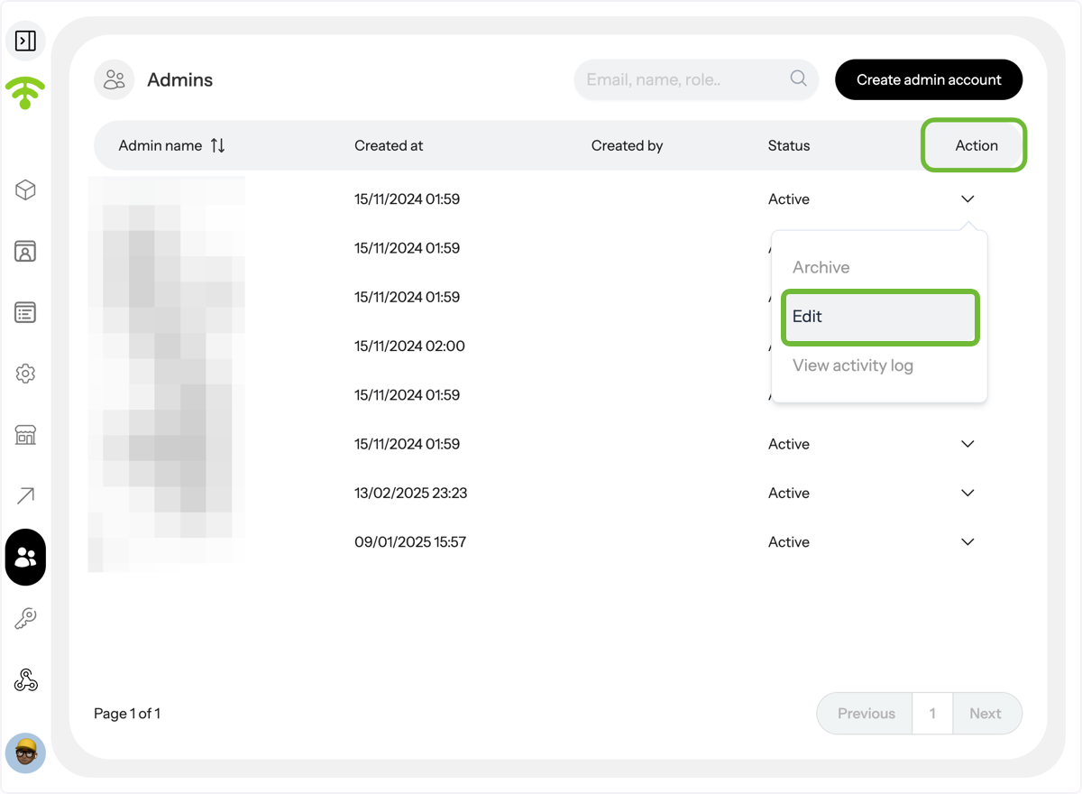 Edit Admin Details