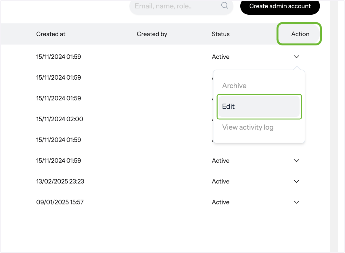 Edit Admin Details