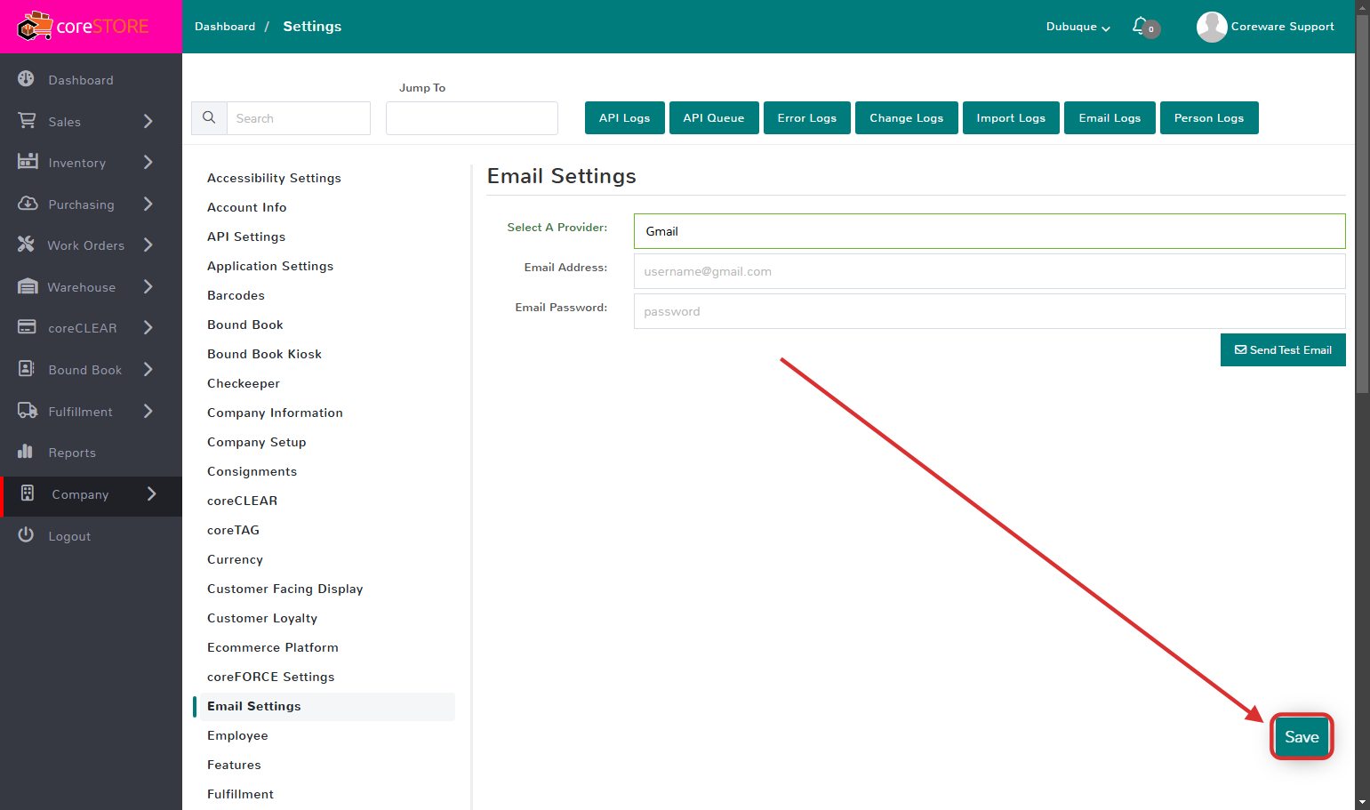 12. For the field "Select A Provider", switch this to "Gmail". Then, fill in the email address you will be sending from. Finally, enter in the "App Password" for the "Email Password" and click "Send Test Email". If you get the email, you can now clic