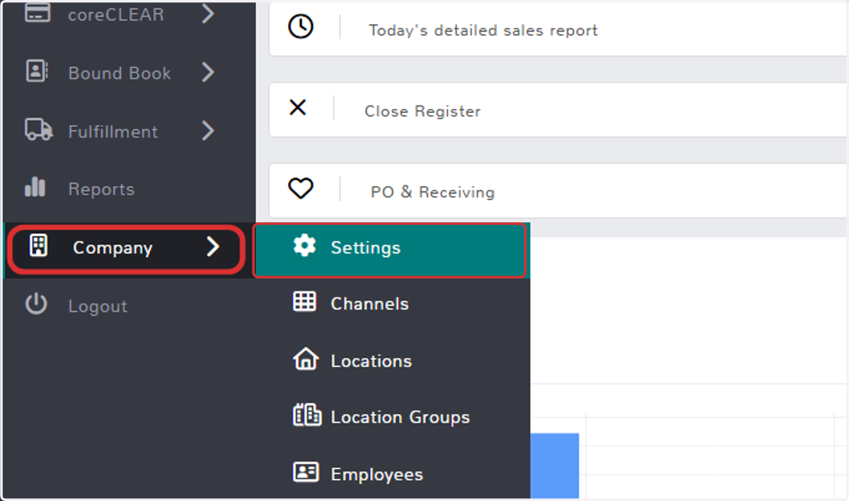 10. Once the App Password is created and you have it copied. Go into coreSTORE under Company > Settings.