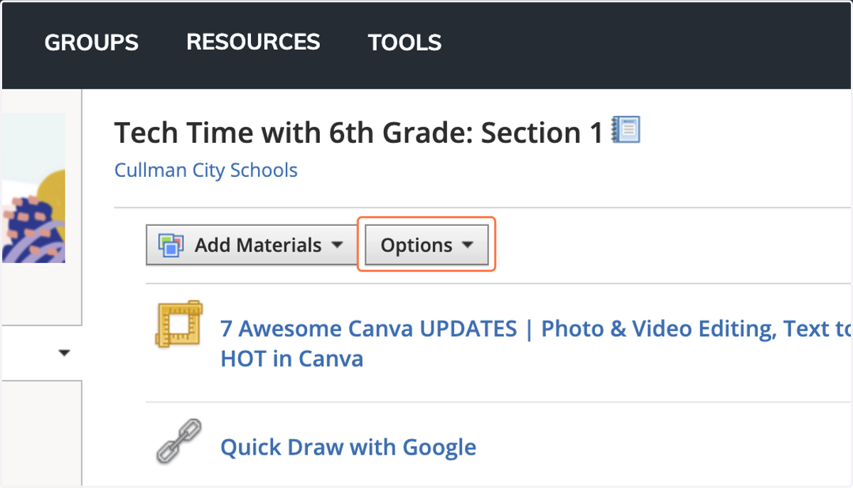 Click on Options