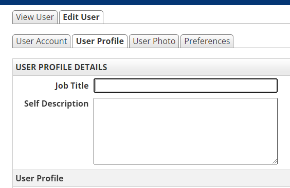 Enter an optional Self Description that will be used as your biography in the Staff Directory