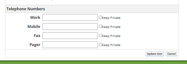 Click on Update User at the bottom to save your changes.