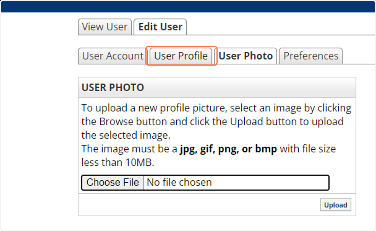 Click on User Profile