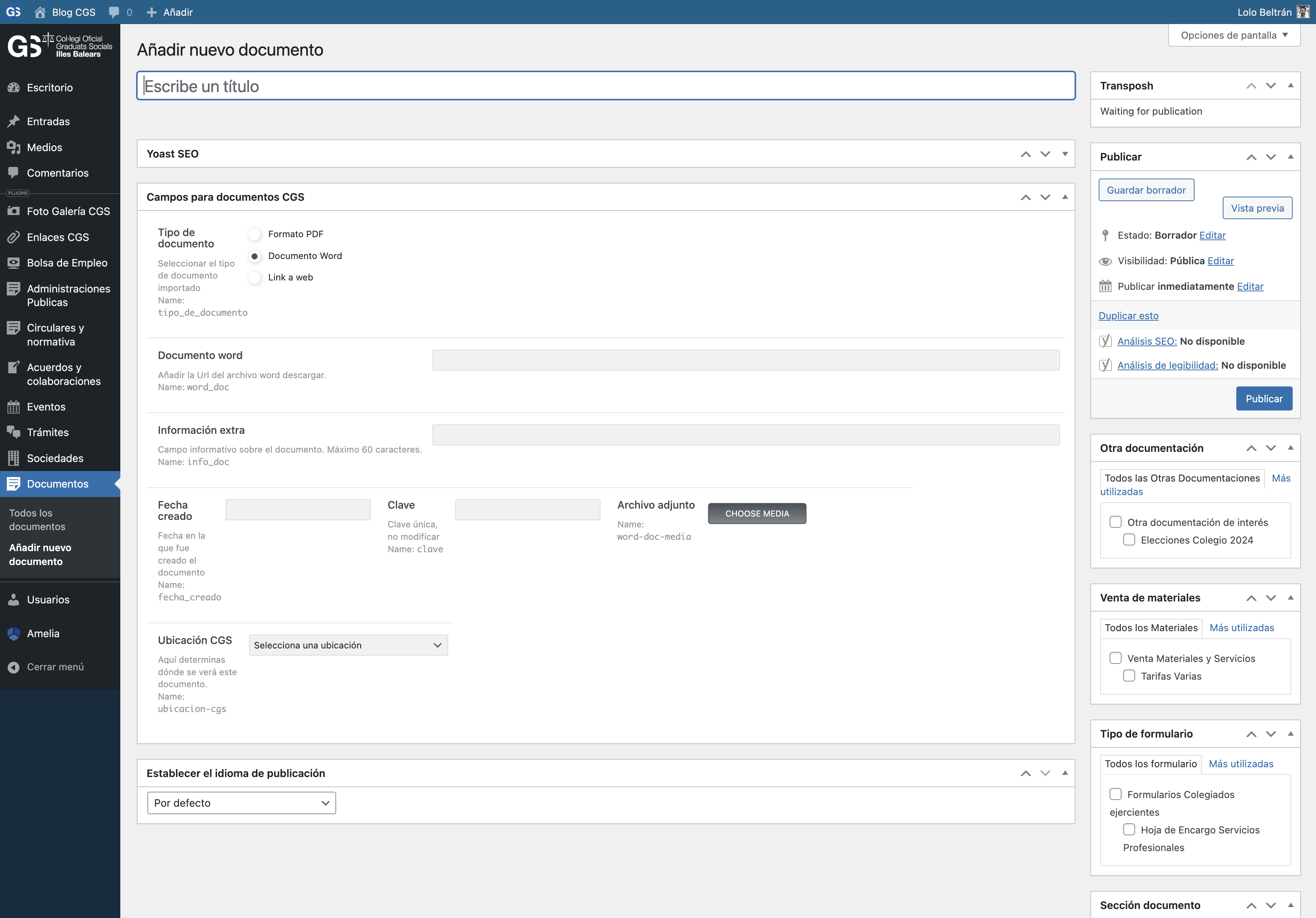 Para cargar el documento haz click en CHOOSE MEDIA
