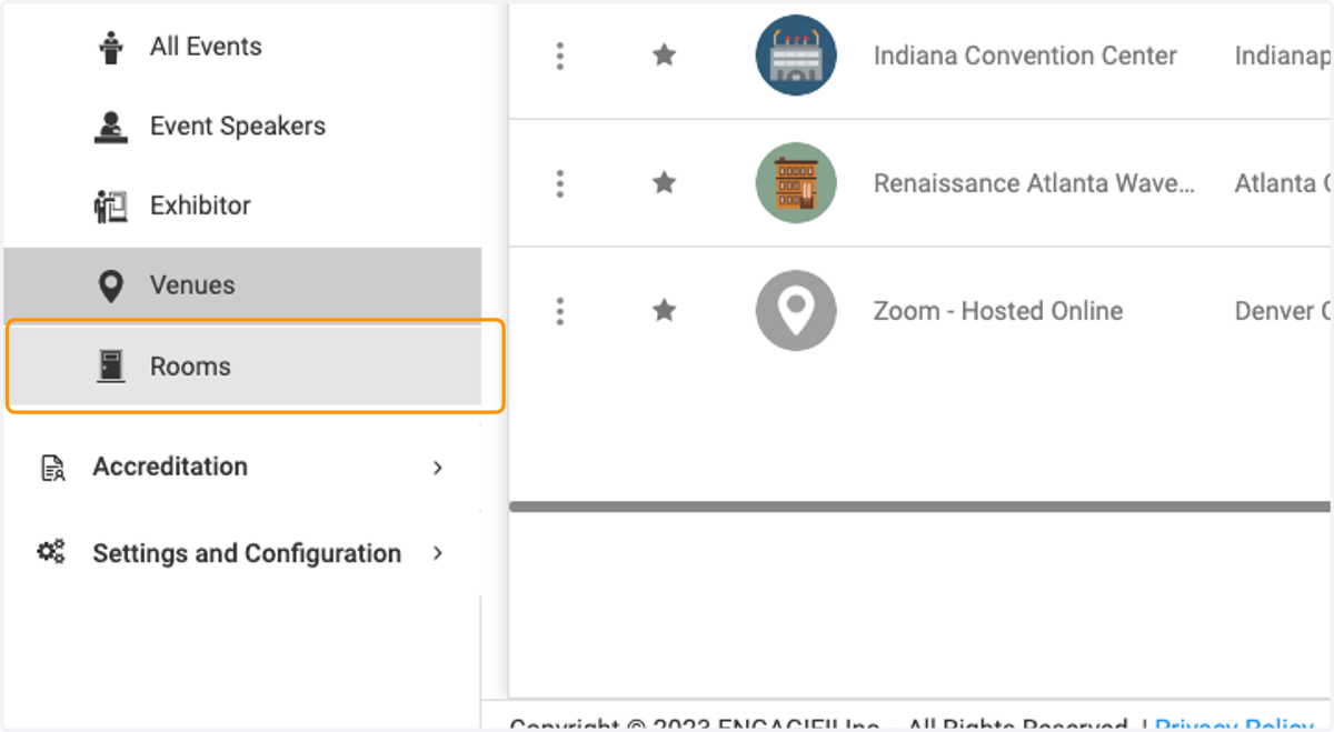 If you have rooms to add to your venue , click on Rooms