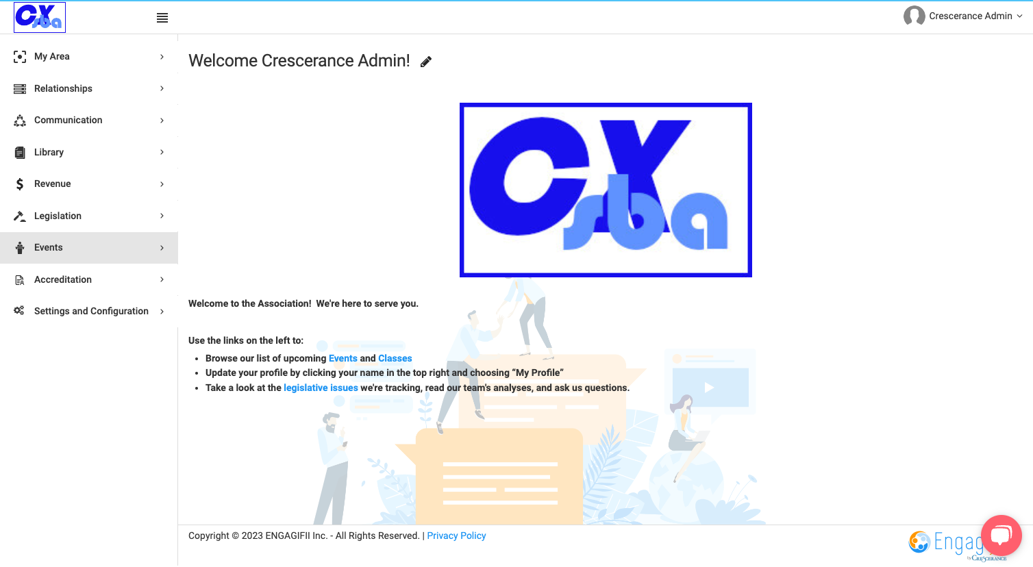 Click on Events
