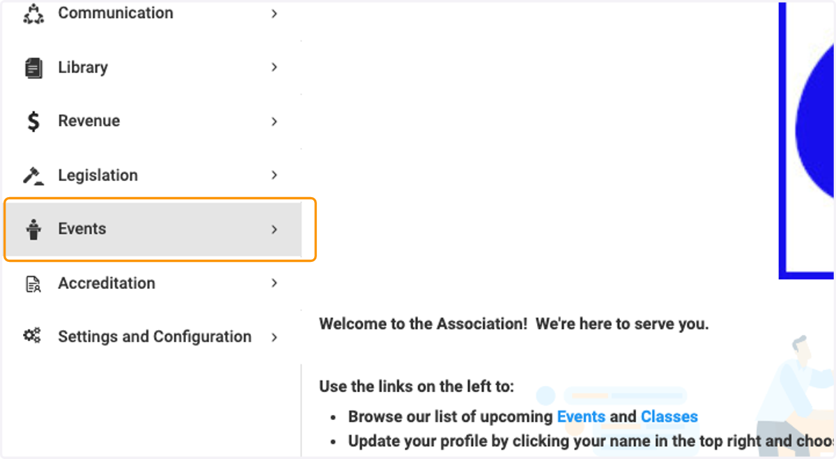 Click on Events