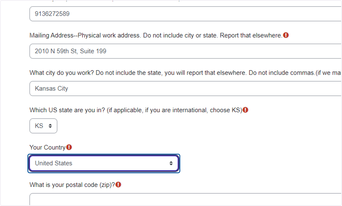 Select United States from Your Country