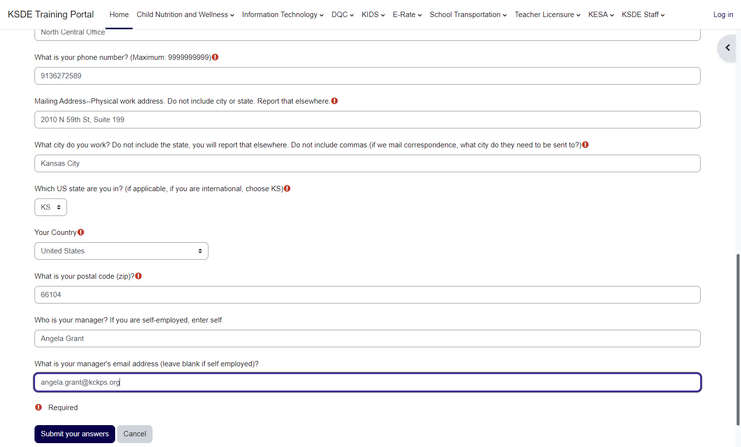 Type your supervisor's email