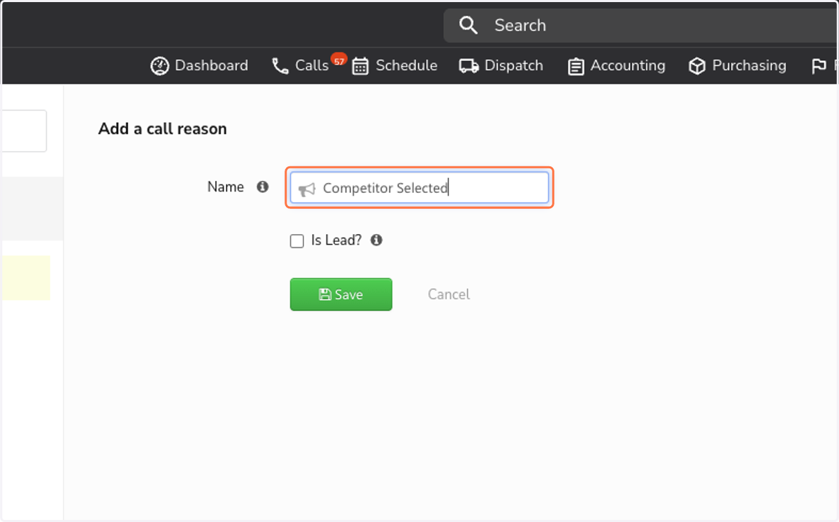 Type "Competitor Selected"