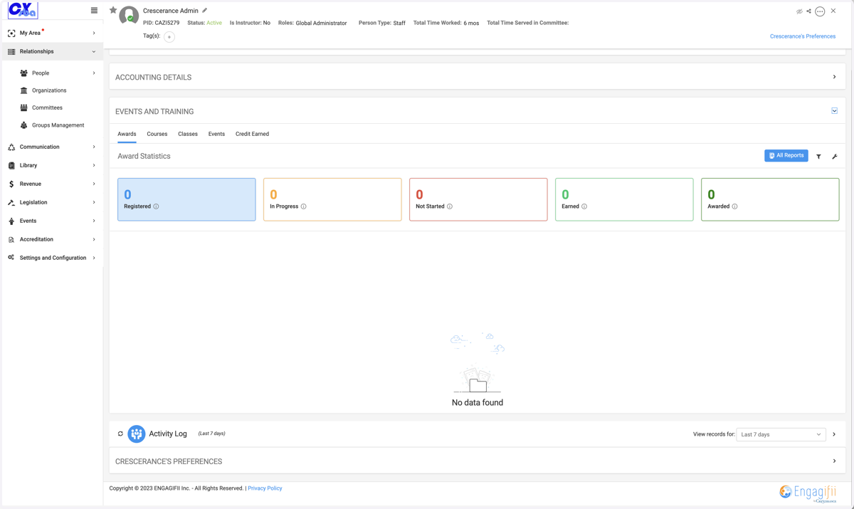 Click on Activity Log - to see recent updates within the last 7 days