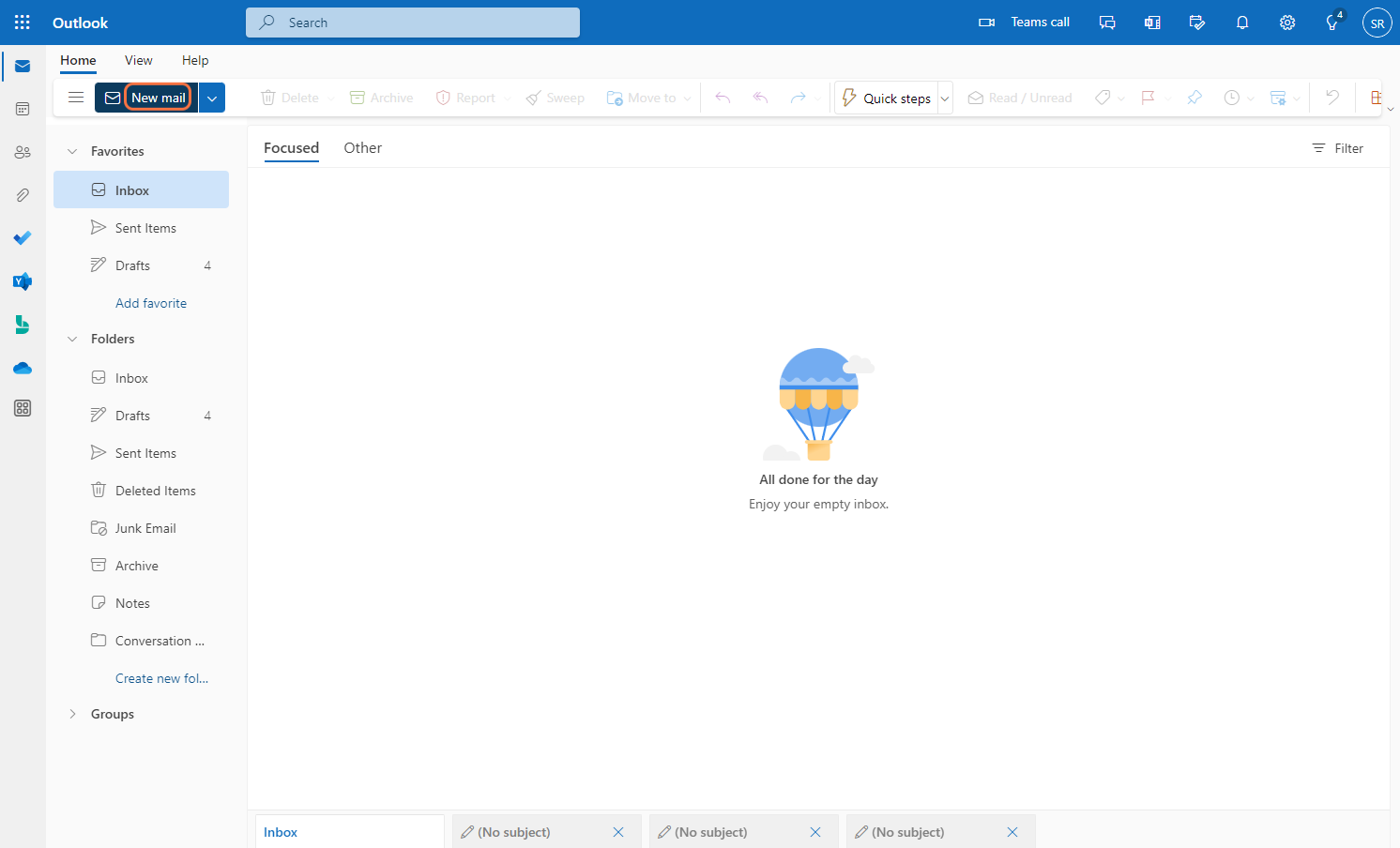 To create a template, click on New mail.