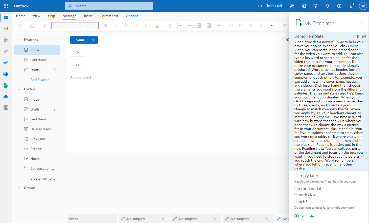 The new template will now appear in the templates list.