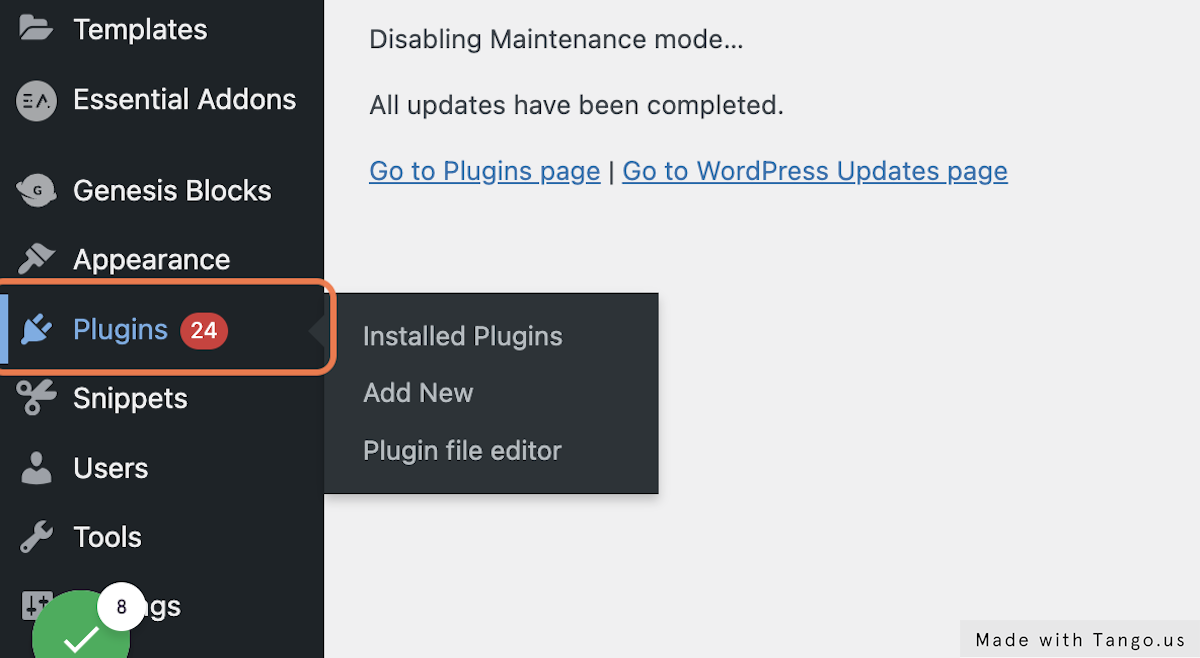 Method 2: To update plugins, navigate to Plugins 