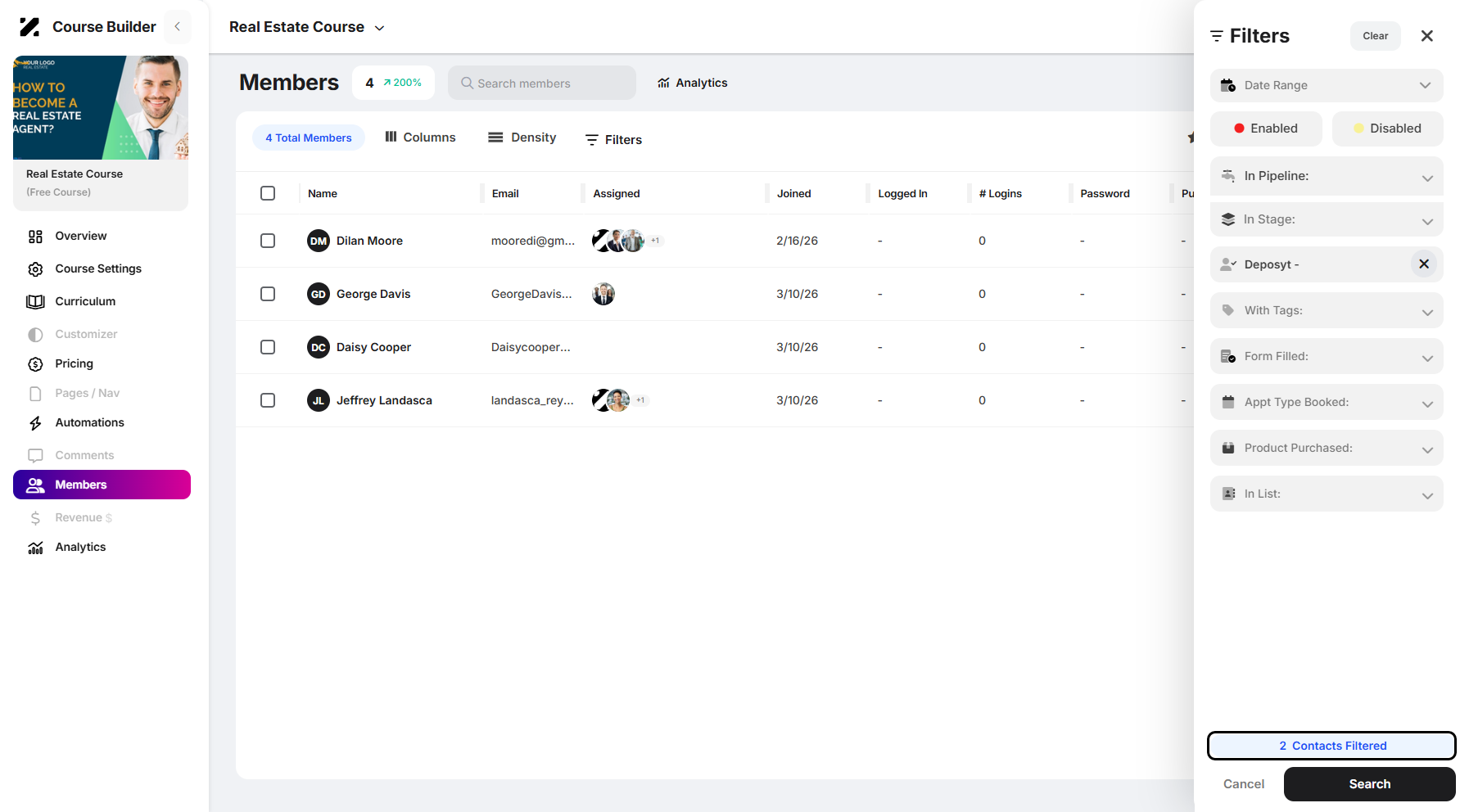 Step 8: A contact’s filtered count lets you see the total number of filtered contacts even if you haven’t clicked Search. This feature provides real-time visibility on the filters you set up.