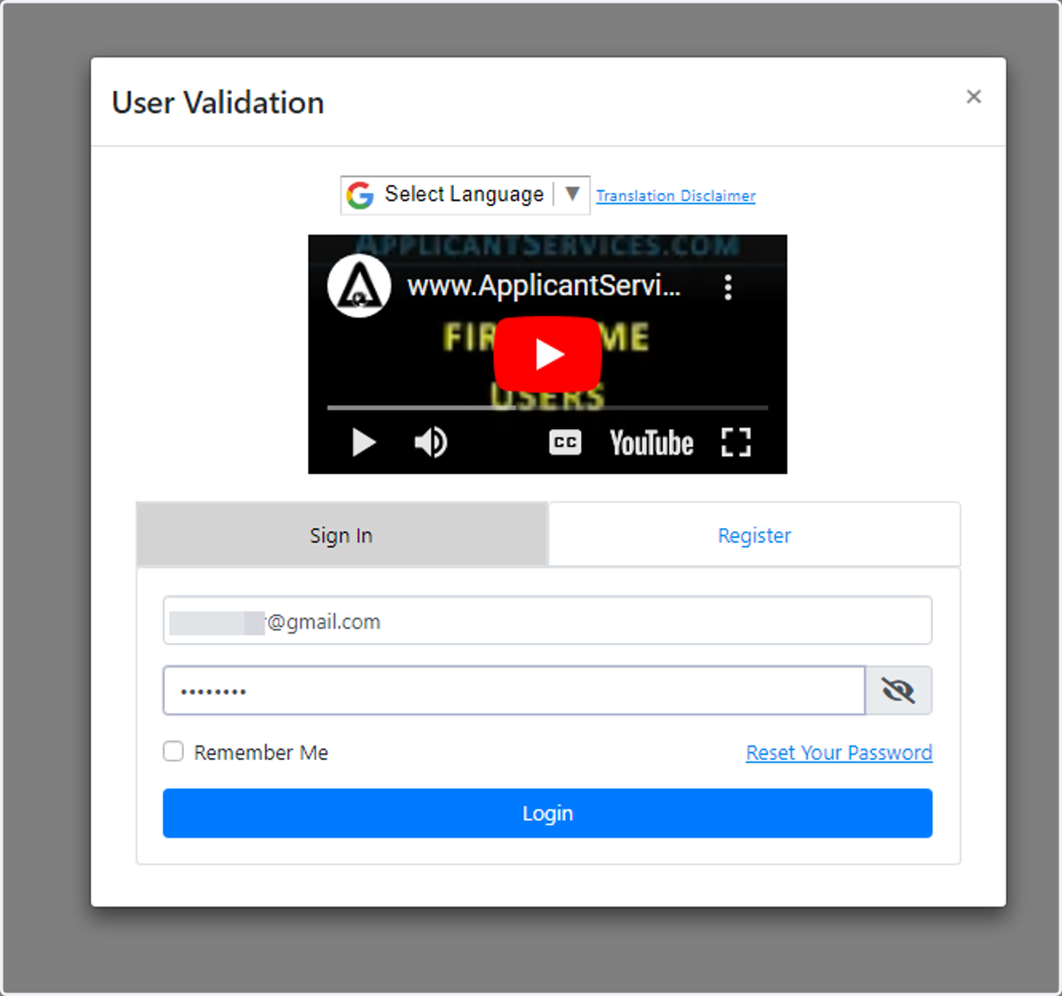 Enter your username and password to login