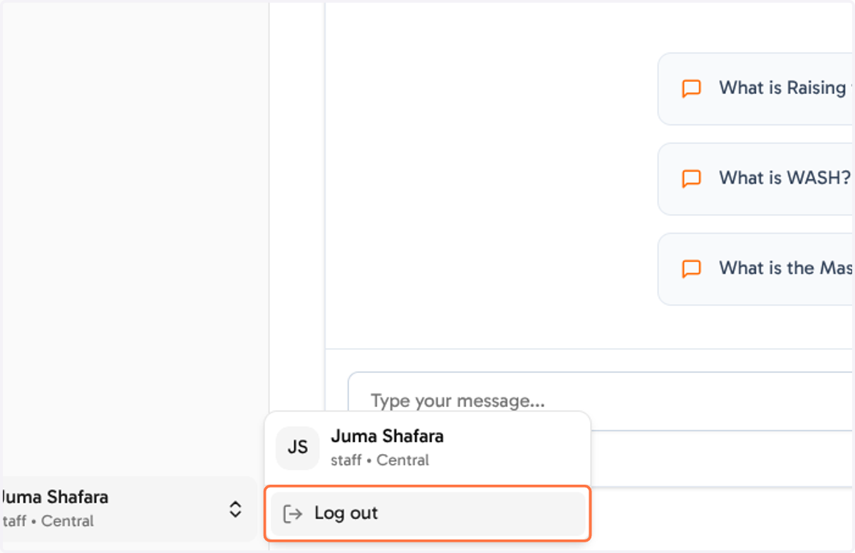 Click on Log out